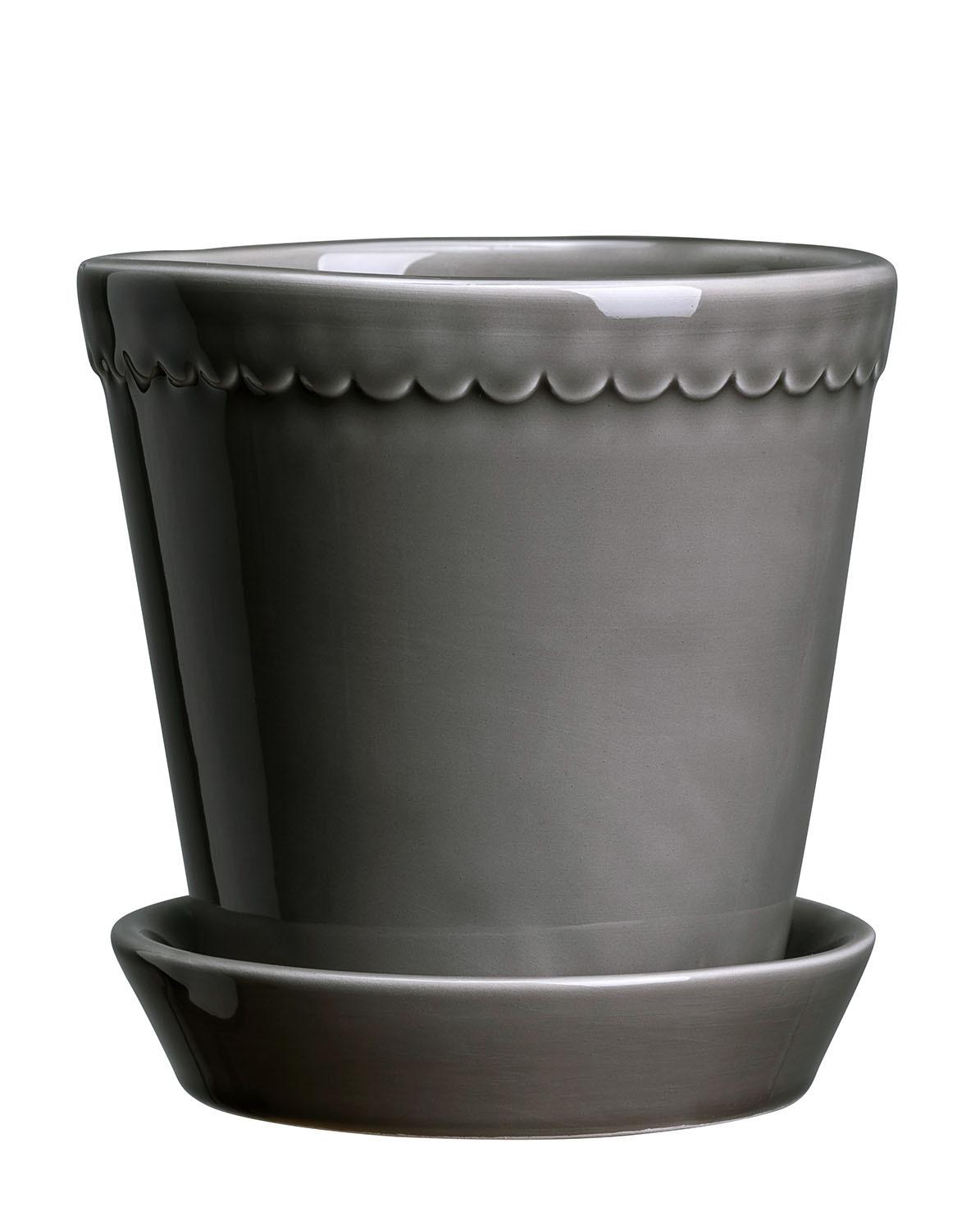 Blumentopf The Helena Glazed Pot inkl. Untersetzer ⌀ 12 cm