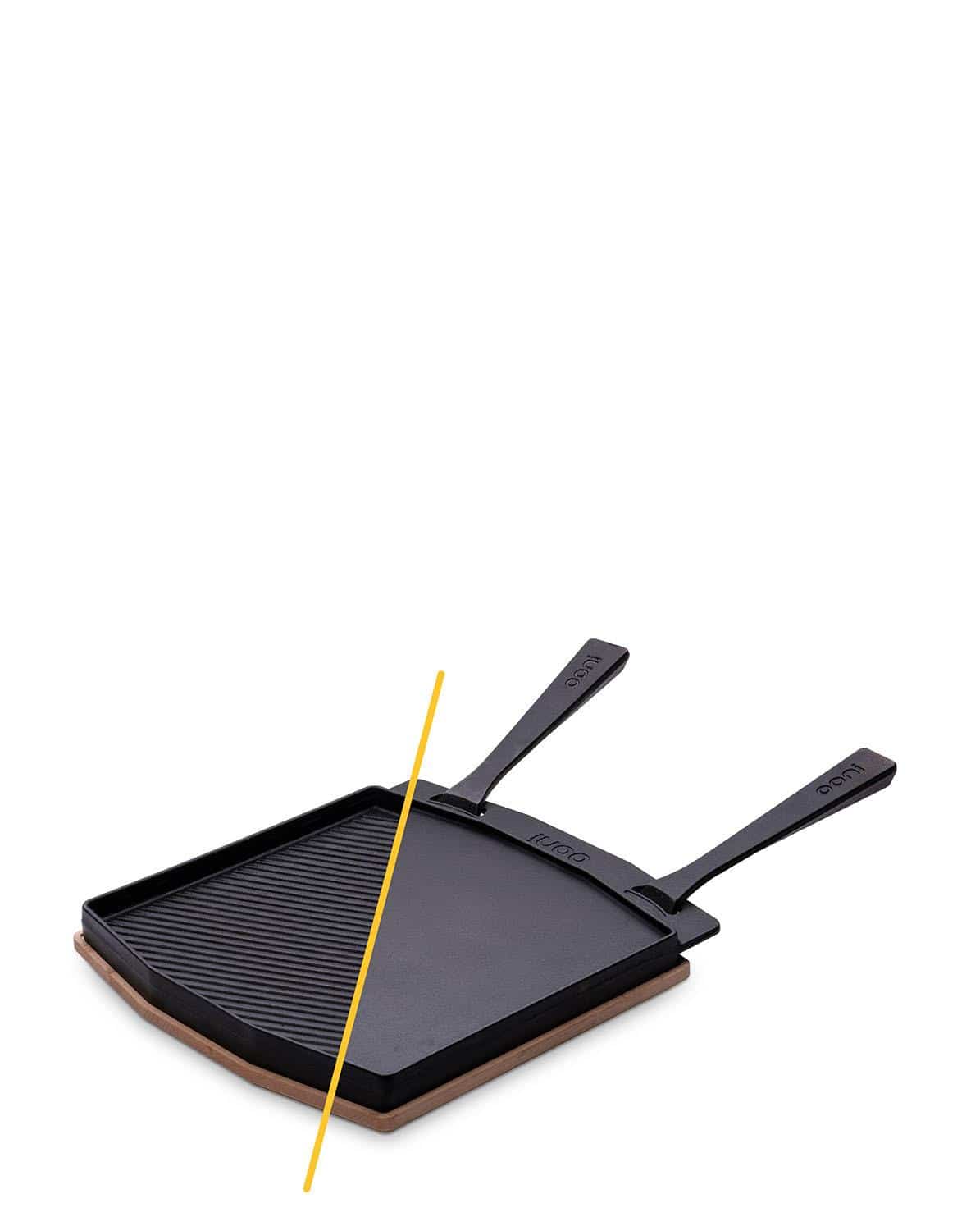 Grillpfanne aus Gusseisen doppelseitig Holz One Size