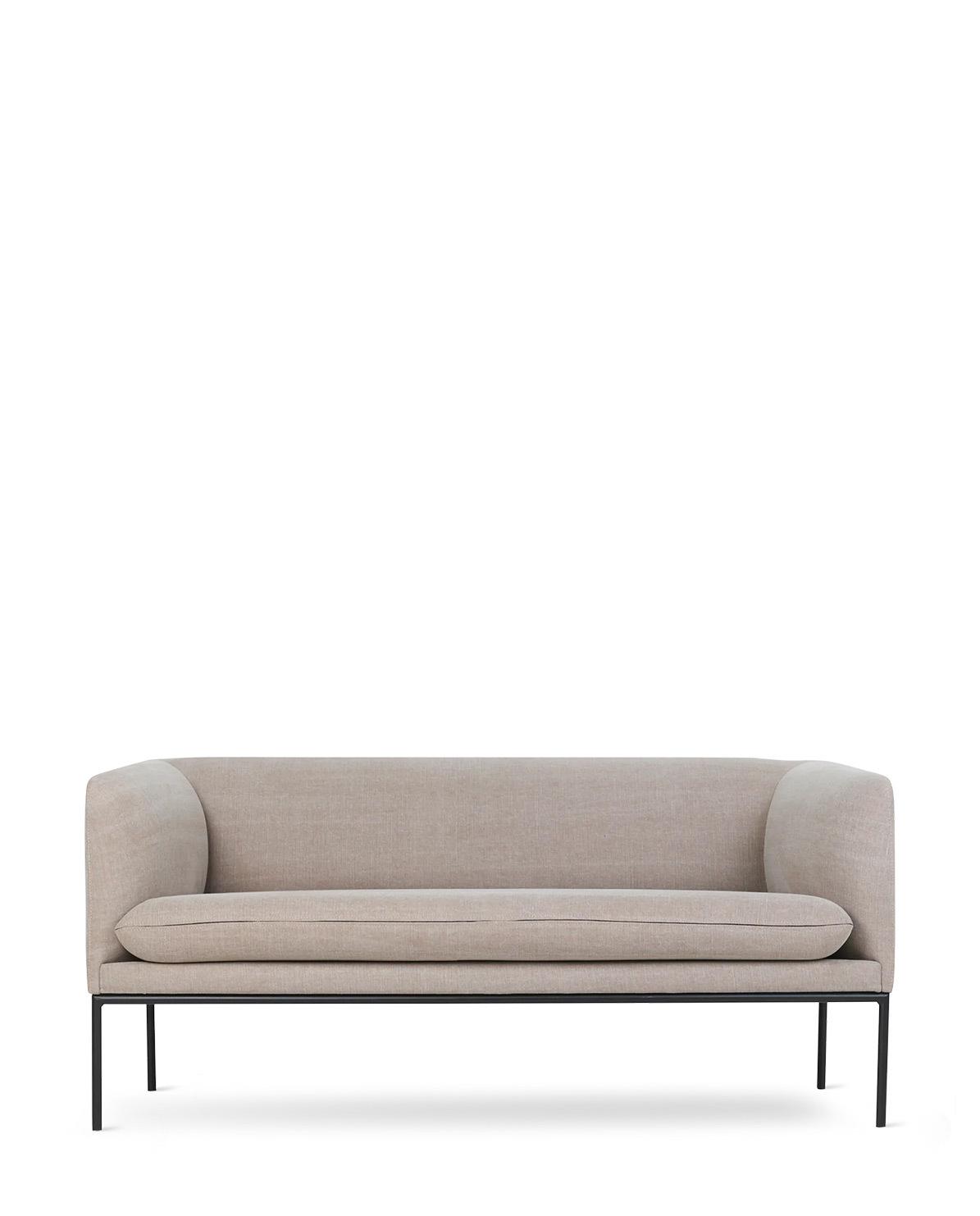 Sofa Turn Black Cotton Linen - natural 2-Sitzer