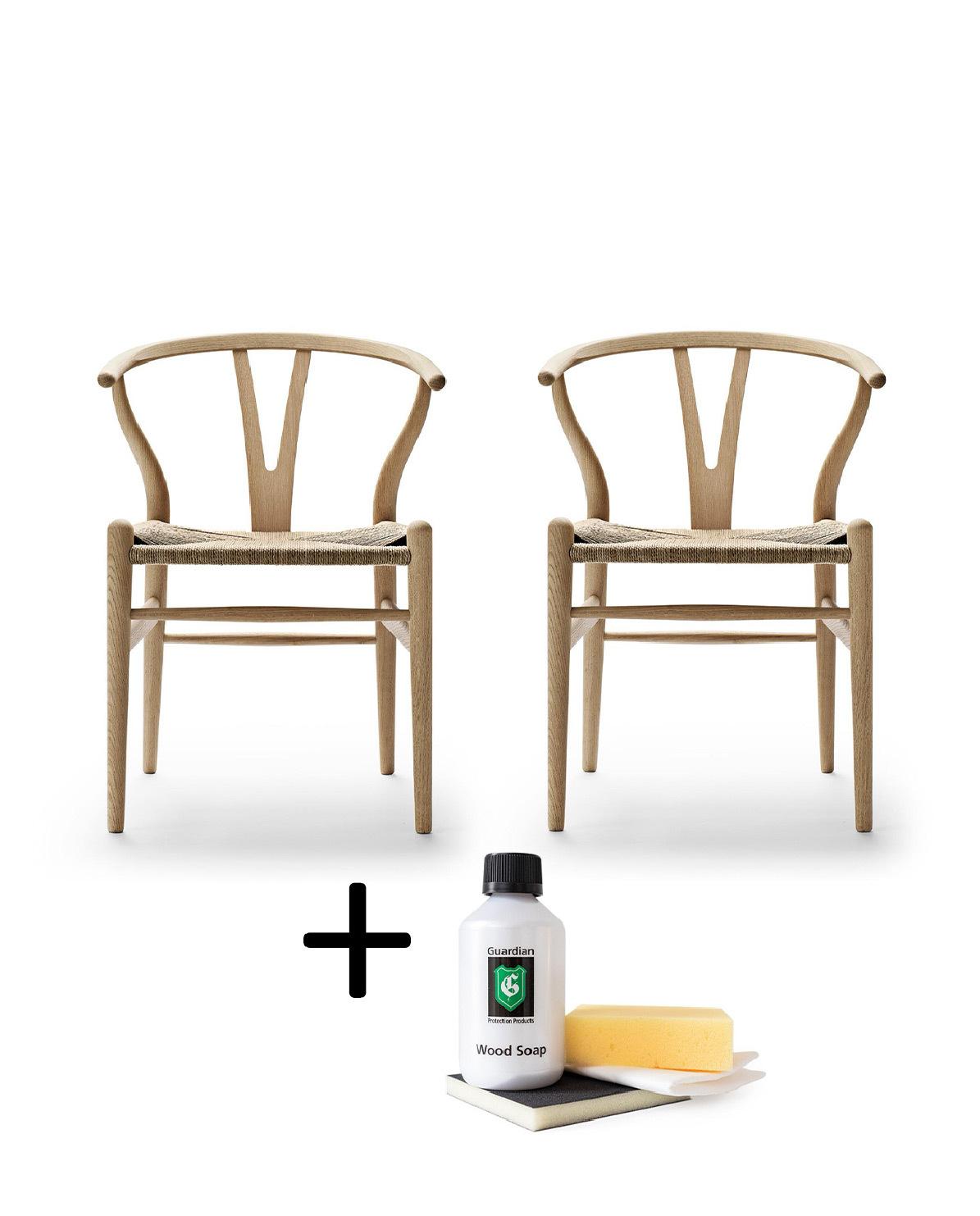Stuhl CH24 Wishbone Chair Set Eiche geseift inkl. Holzpflegeset One Size