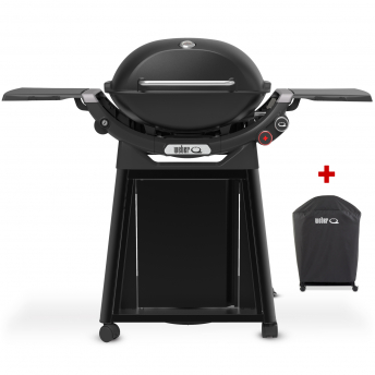 Weber Gasgrill Q 3200N+ mit Rollwagen, Black, inklusive Abdeckhaube