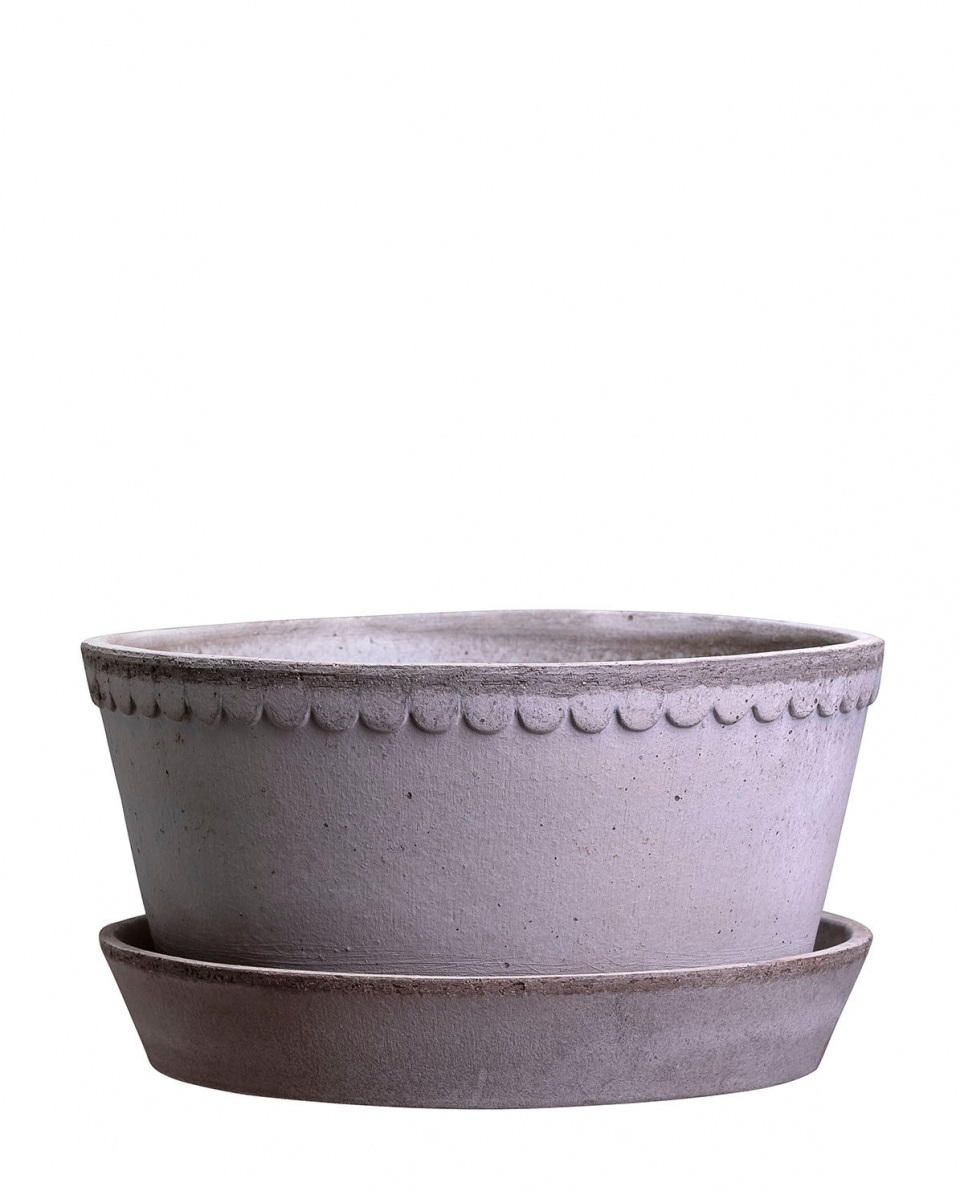 Bergs Potter Blumentopf The Helena Raw Pot inkl. Untersetzer low