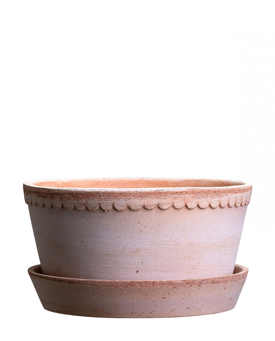 Bergs Potter Blumentopf The Helena Raw Pot inkl. Untersetzer low