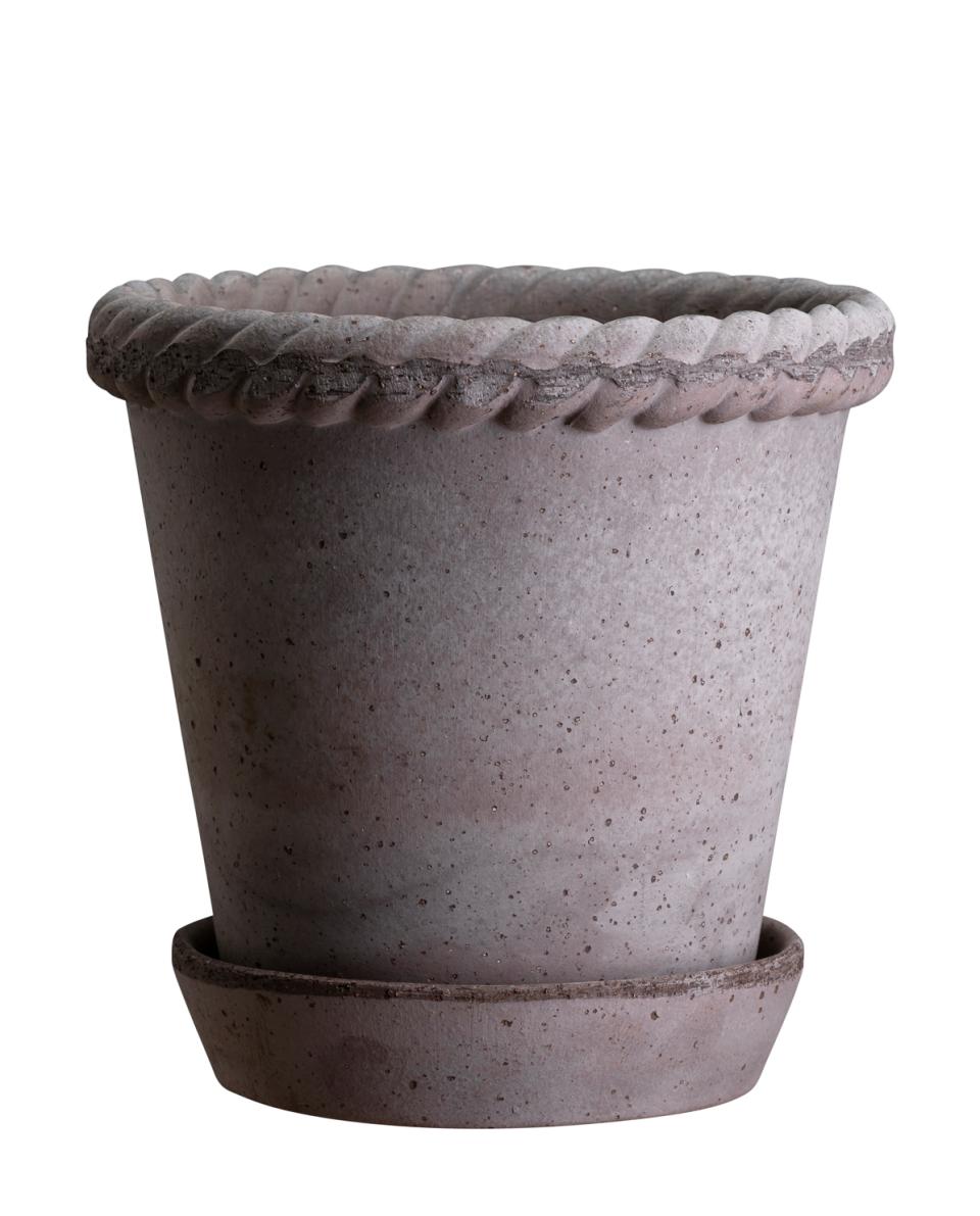 Blumentopf Emilia Raw grey inkl. Untersetzer 