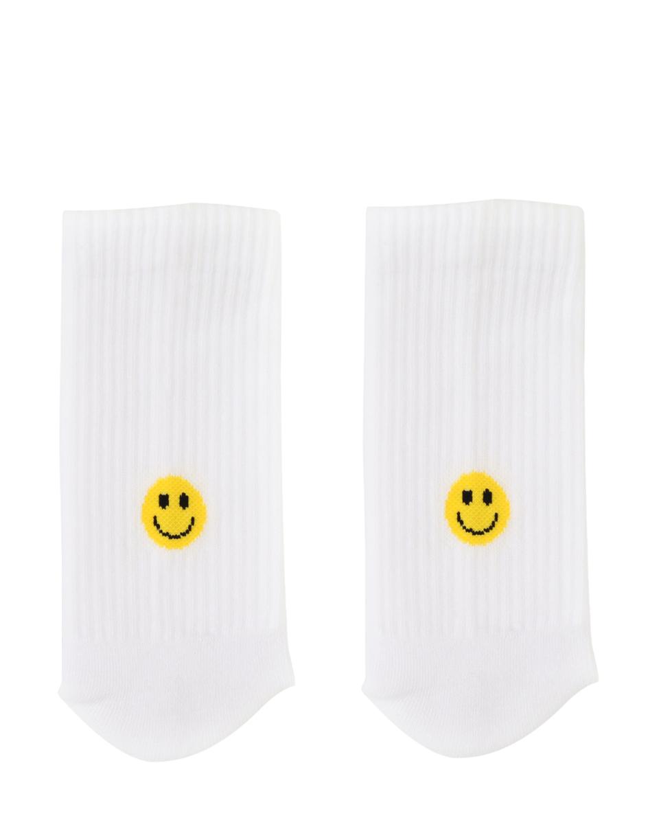 Socken Smiley weiß gelb 