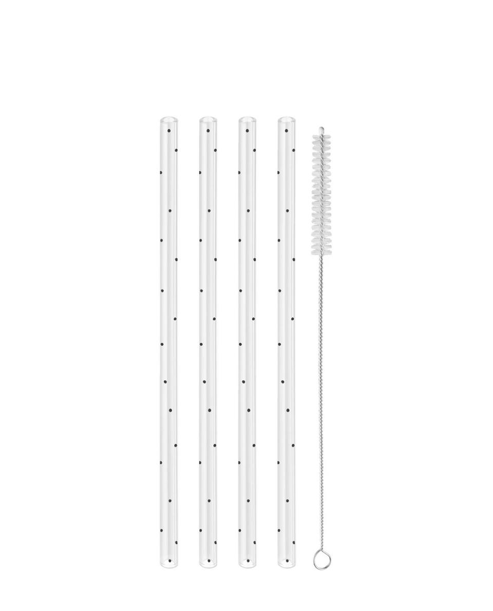 Trinkhalm  Set Punkte aus Glas 20 cm L