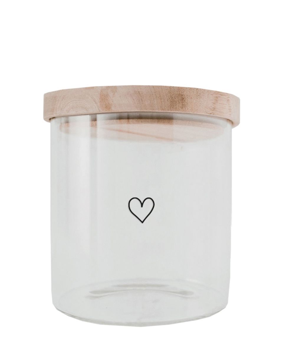 Vorratsglas mit Holzdeckel Herz 13 cm H
