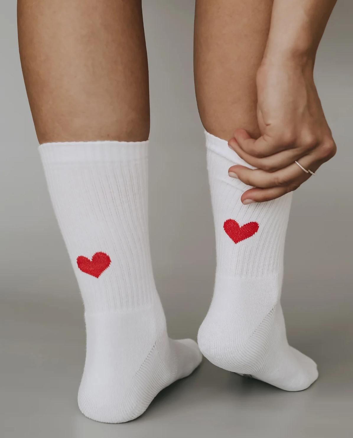 Socken Herz weiß rot 35-38
