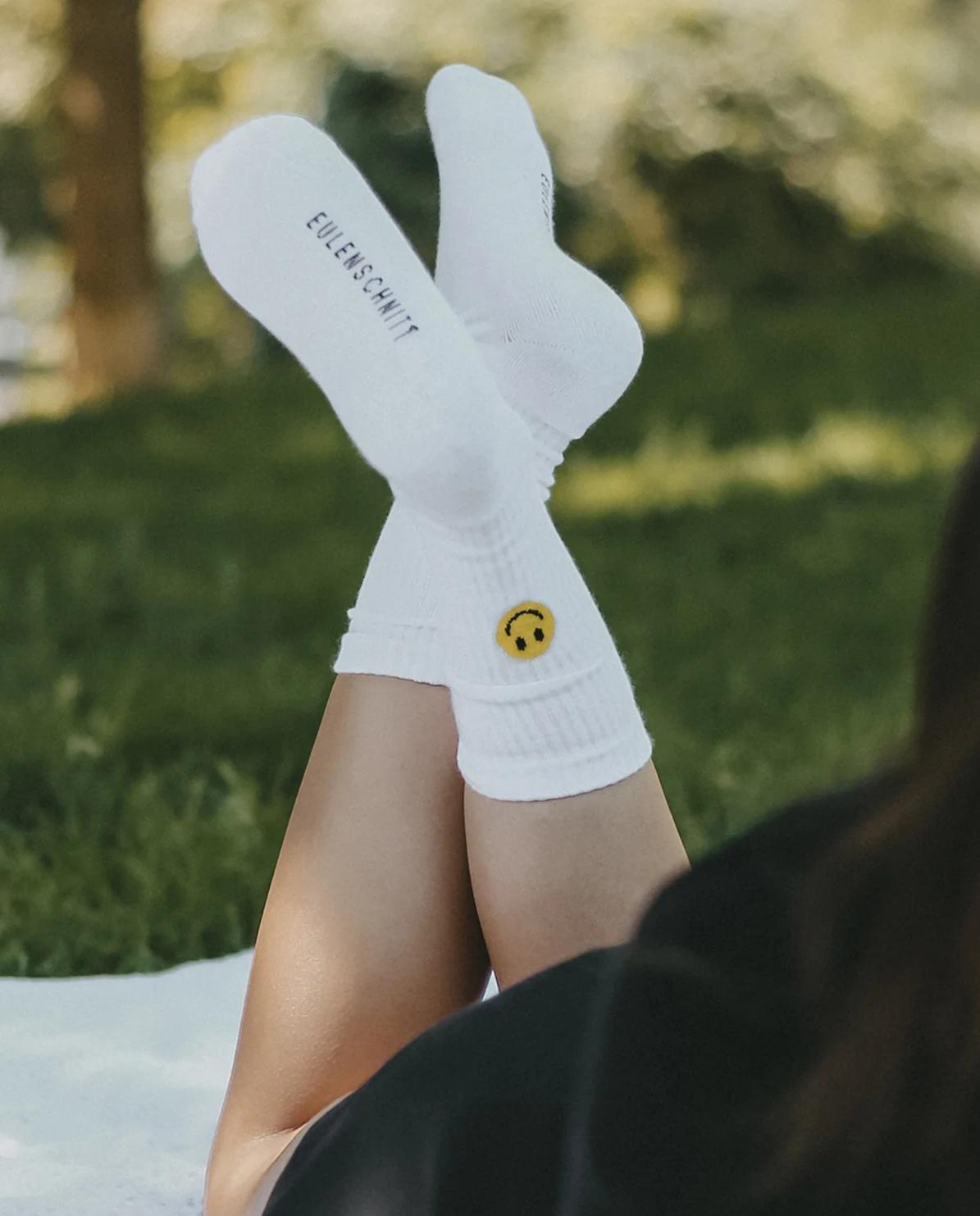 Socken Smiley weiß gelb 39-42