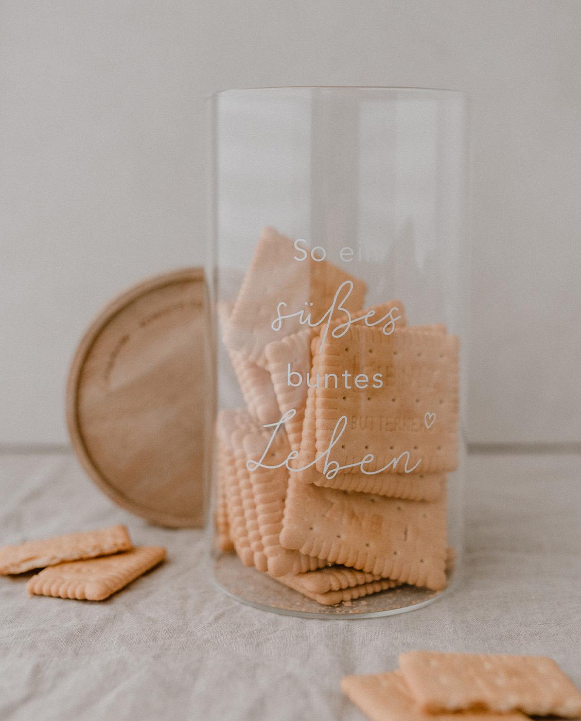 Vorratsglas mit Holzdeckel Süßes Leben One Size