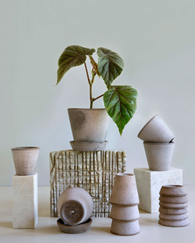 Bergs Potter Blumentopf The Julie Raw Pot inkl. Untersetzer