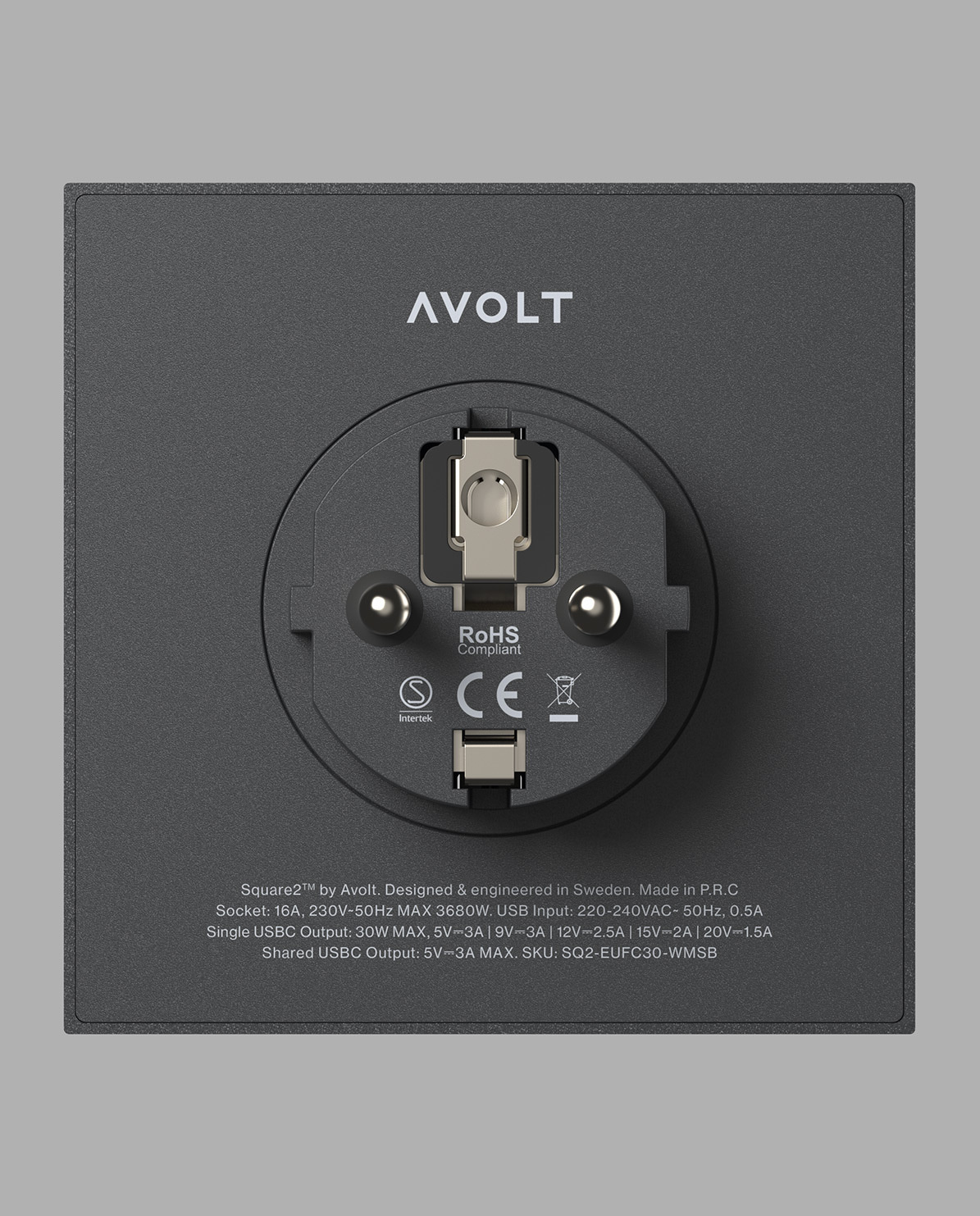 Avolt Mehrfachstecker Square 2 USB C wall mounted One Size