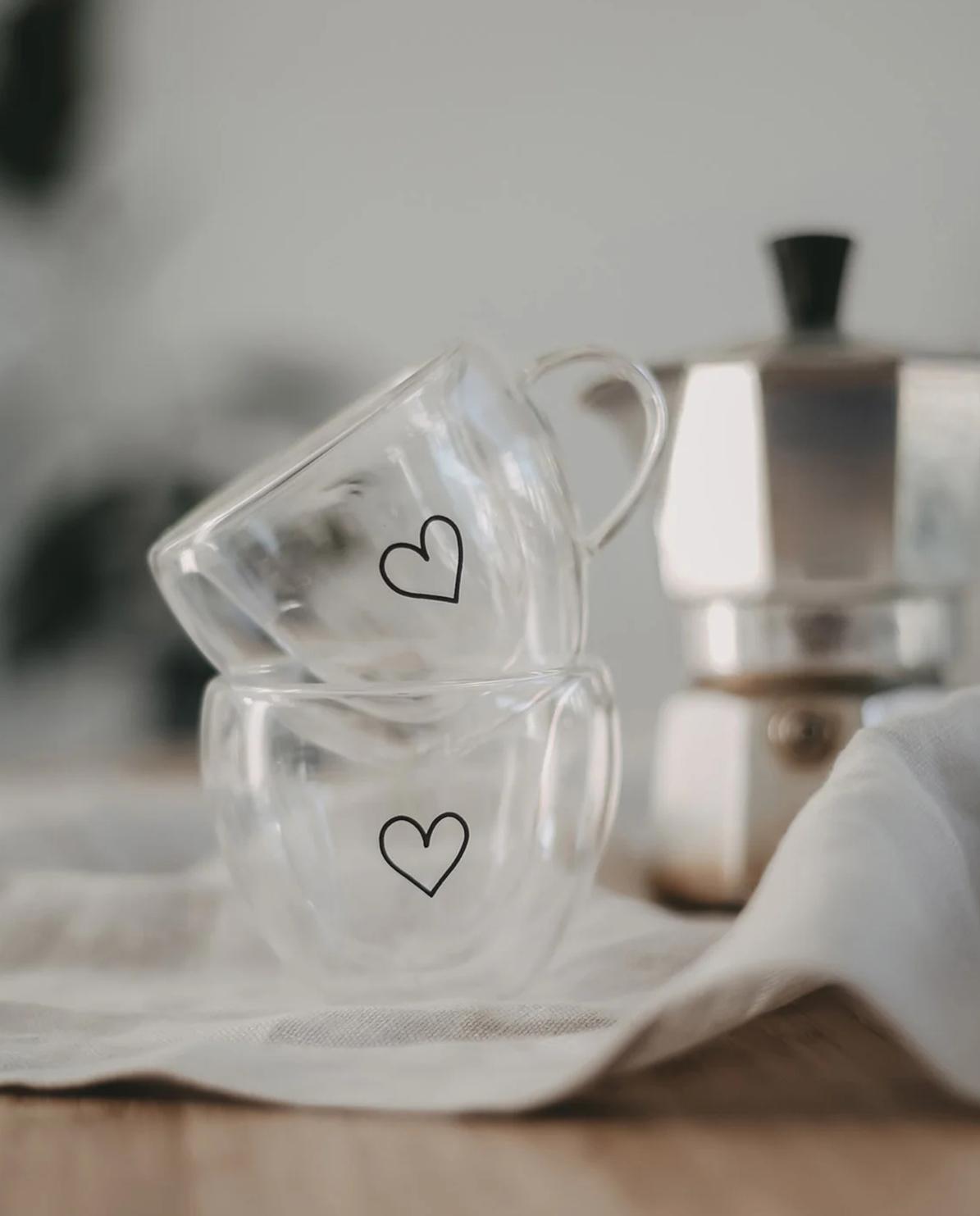 Glas Herz doppelwandig One Size