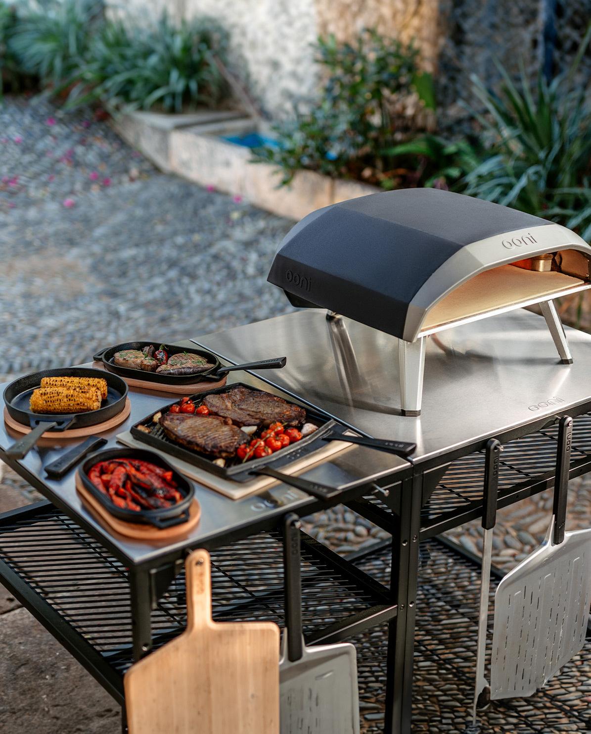 Grillpfanne aus Gusseisen doppelseitig Holz One Size