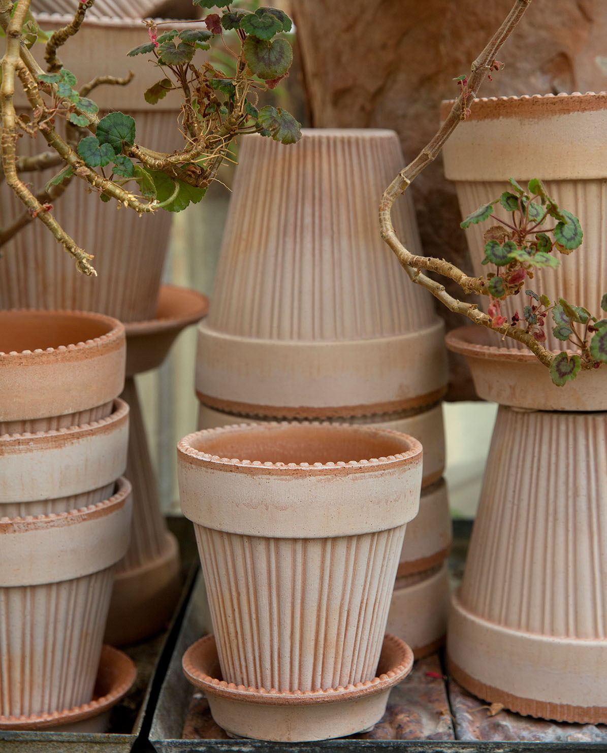 Bergs Potter Blumentopf Simona Raw Pot inkl. Untersetzer Ø 12 cm