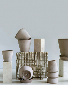 Bergs Potter Blumentopf The Julie Raw Pot inkl. Untersetzer