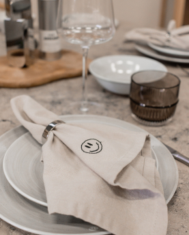 Geliebtes Zuhause Stoffserviette 2er-Set Smiley