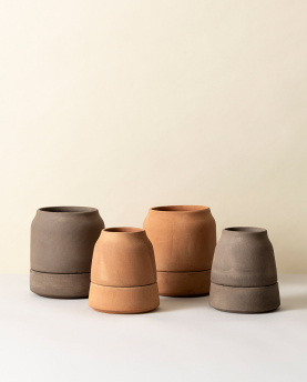 Bergs Potter Blumentopf Viva selbstbewässernd Raw Pot inkl. Untersetzer (grey)